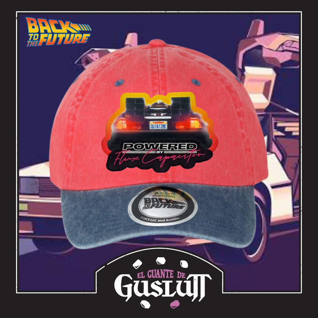 Gorra Back to the Future Delorean Impulsado por Condensador de Flujo Coral/Azul Tipo Deslavada