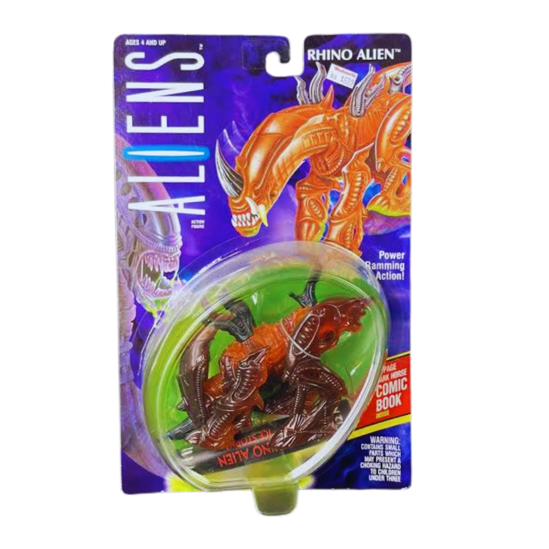Figura Retro Kenner Rhino Alien Versión Naranja con acción de ataque
