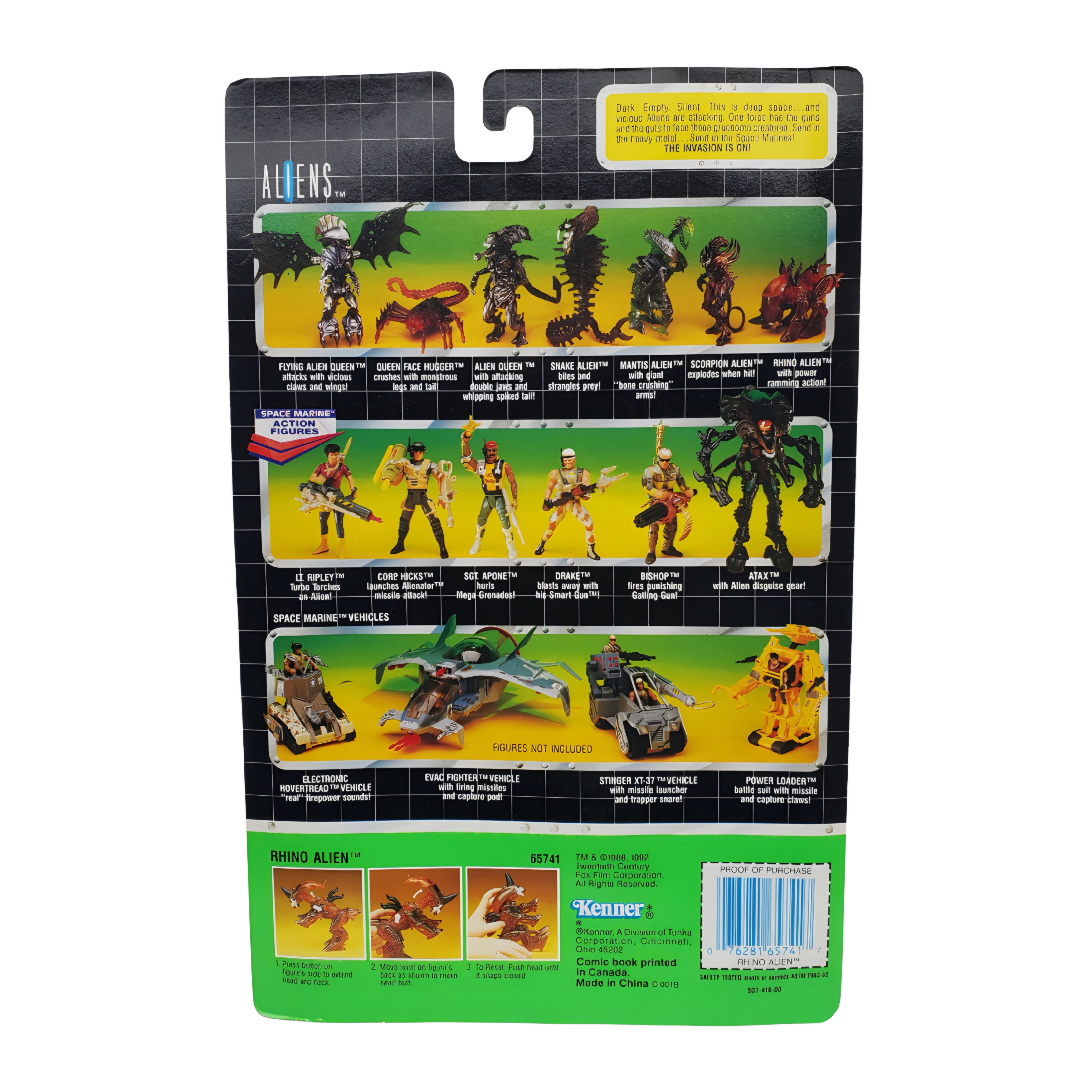 Figura Retro Kenner Rhino Alien Versión Naranja con acción de ataque