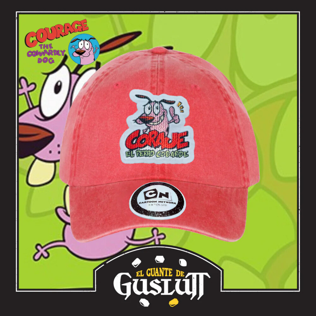 Gorra Cartoon Network Coraje el perro Cobarde Logo Coral Tipo Deslavada