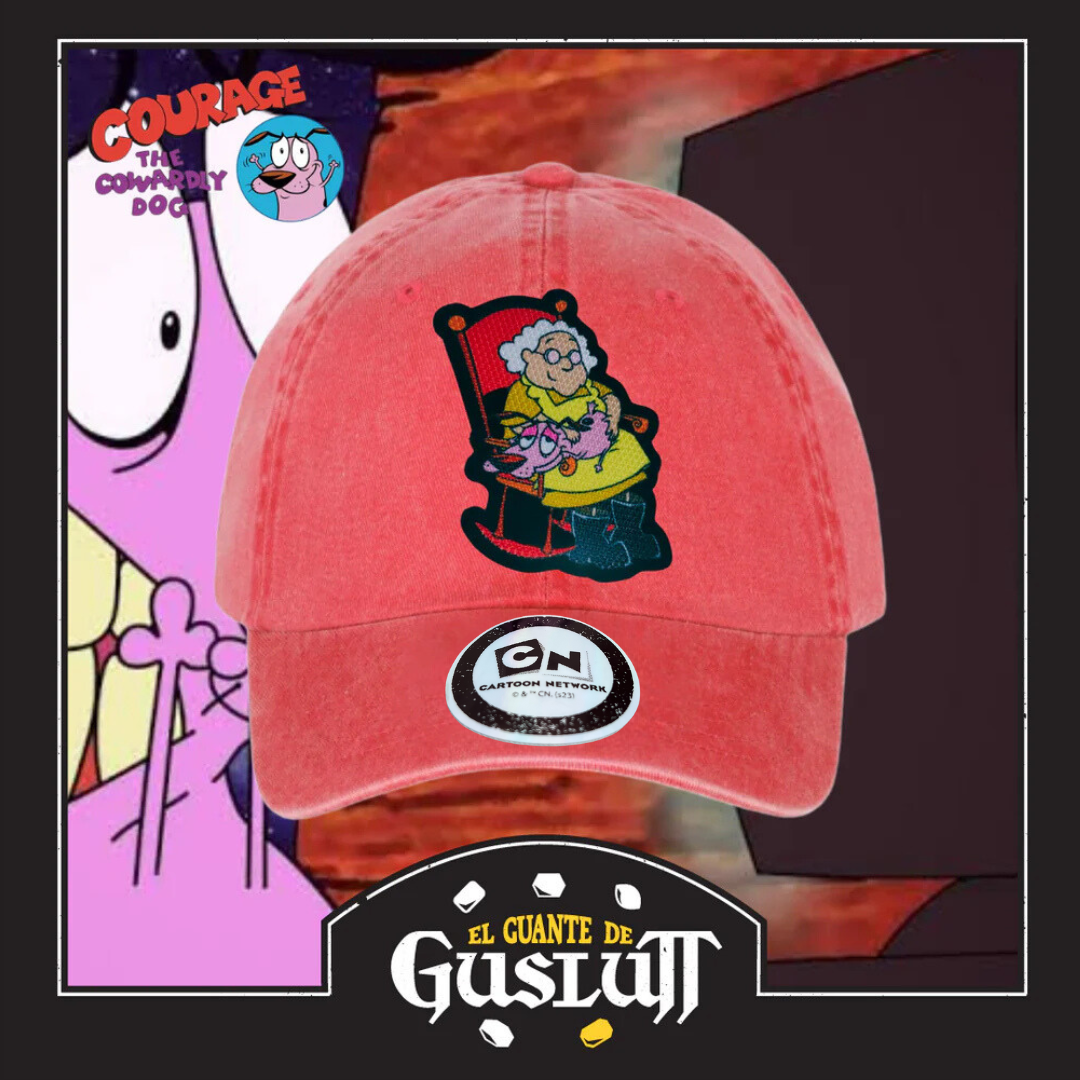 Gorra Cartoon Network Coraje el perro Cobarde Courage & Muriel Coral Tipo Deslavada