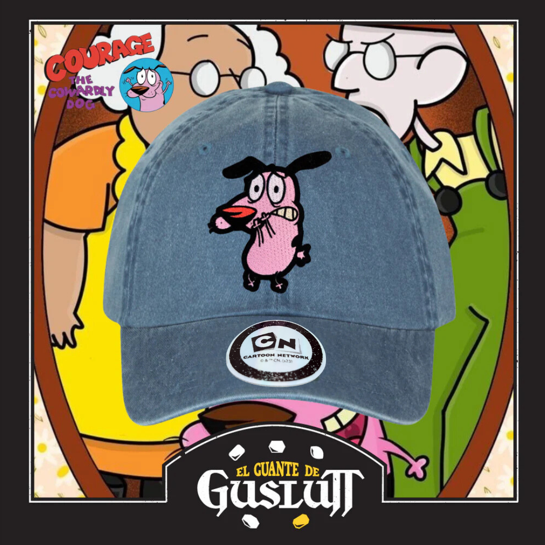 Gorra Cartoon Network Coraje el perro Cobarde Asustado Azul Tipo Deslavada