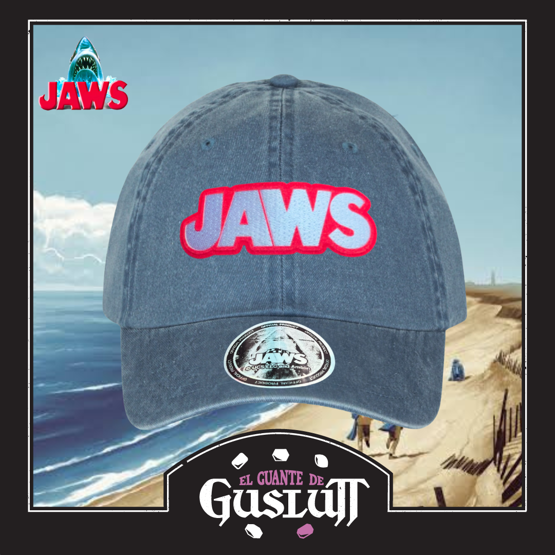 Gorra Jaws Logo Clásico Azul Tipo Deslavada