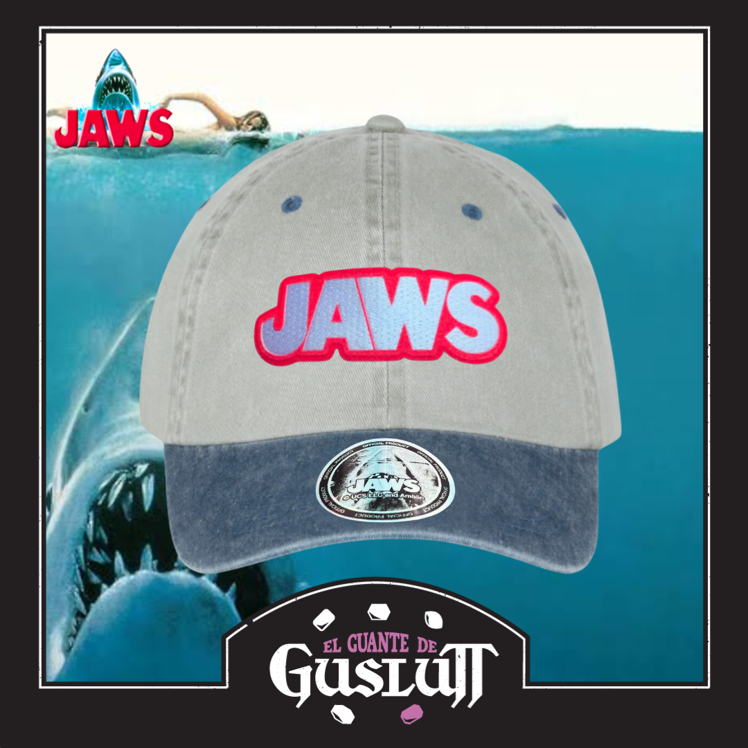 Gorra Jaws Logo Clásico Beige/Azul Tipo Deslavada