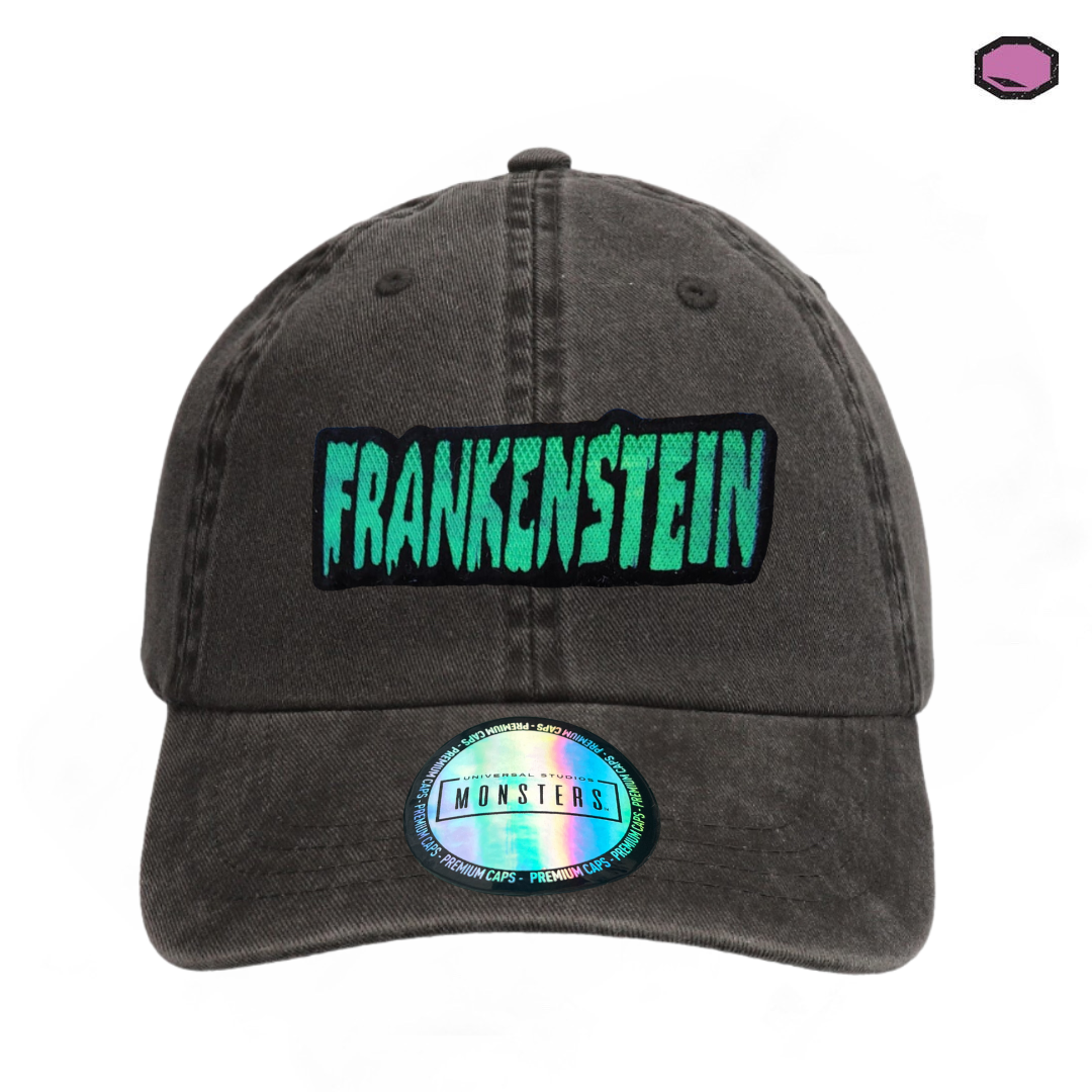 Gorra Universal Monsters Frankenstein Logo Clásico Gris Tipo Deslavada