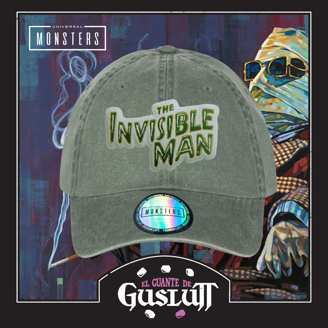 Gorra Universal Monsters The Invisible Man Logo Clásico Verde Tipo Deslavada