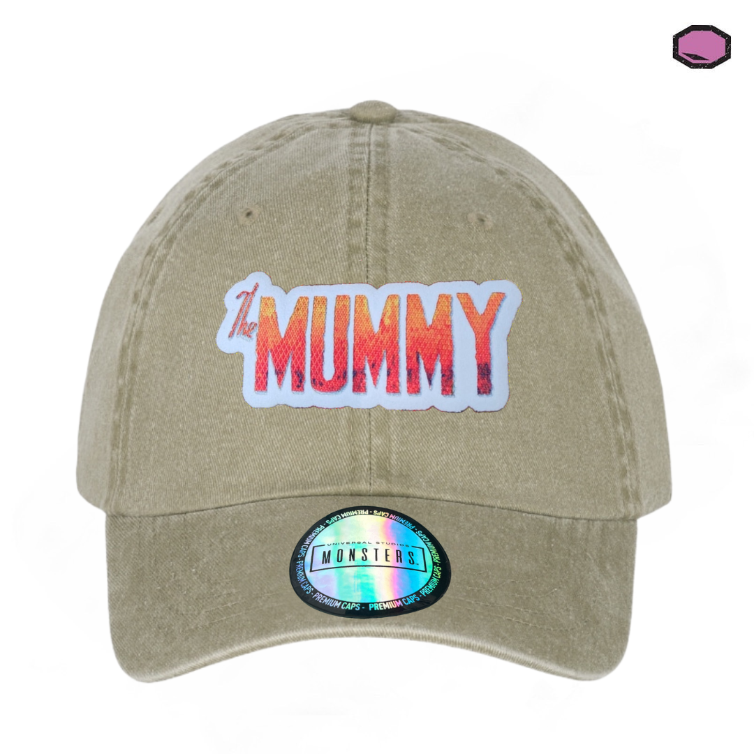Gorra Universal Monsters The Mummy Logo Clásico Beige Tipo Deslavada