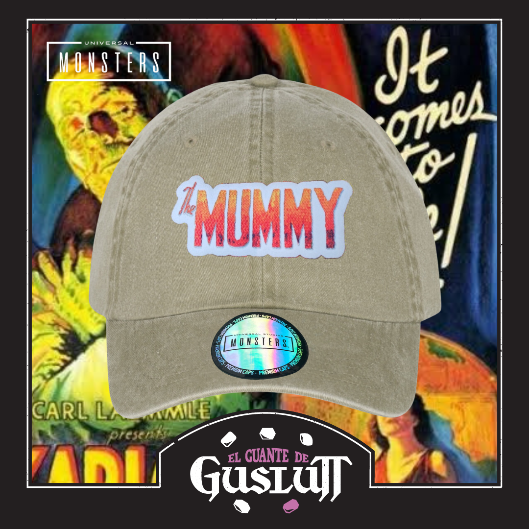 Gorra Universal Monsters The Mummy Logo Clásico Beige Tipo Deslavada