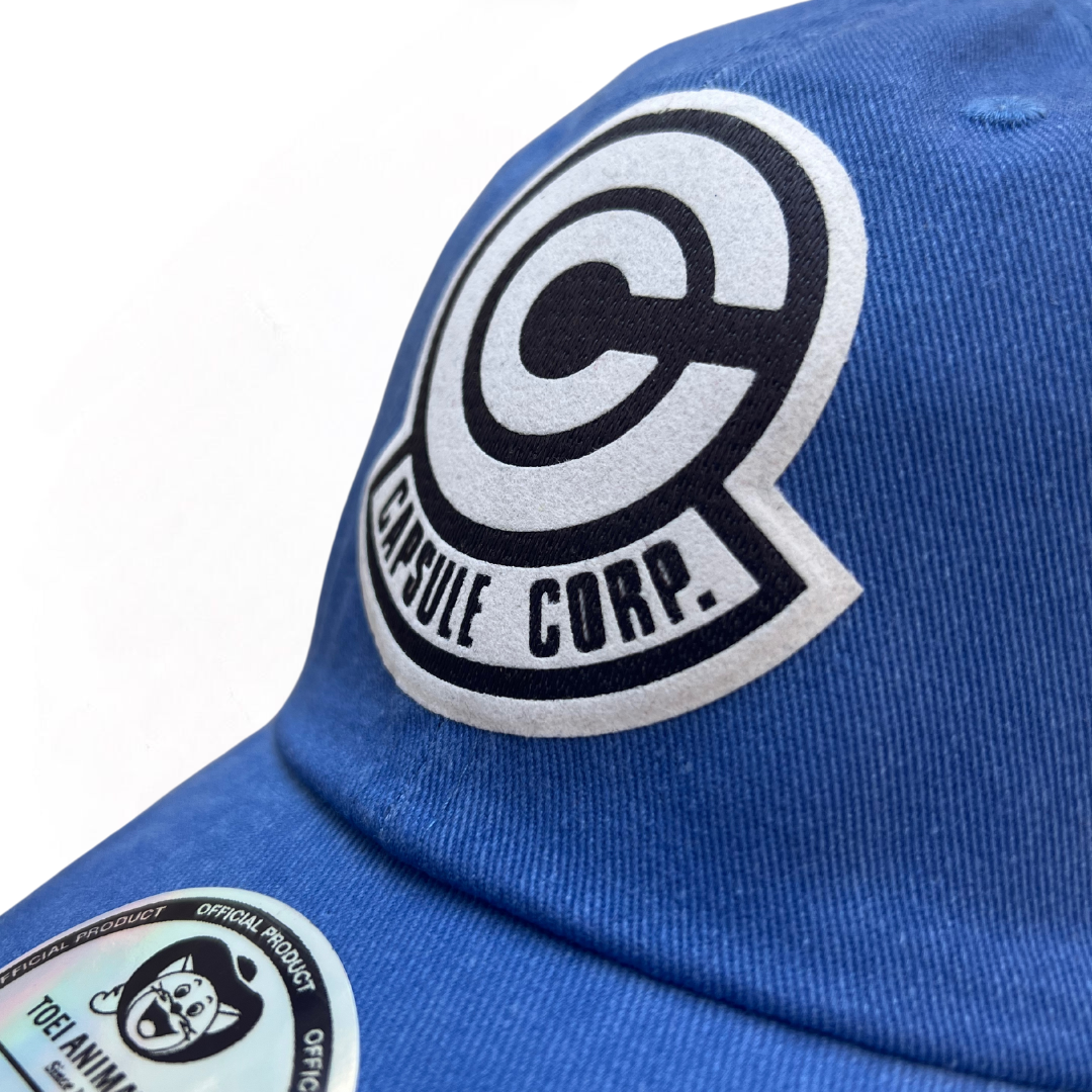 Gorra Dragon Ball Z Capsule Corp Logo Azul Royal Tipo Deslavada