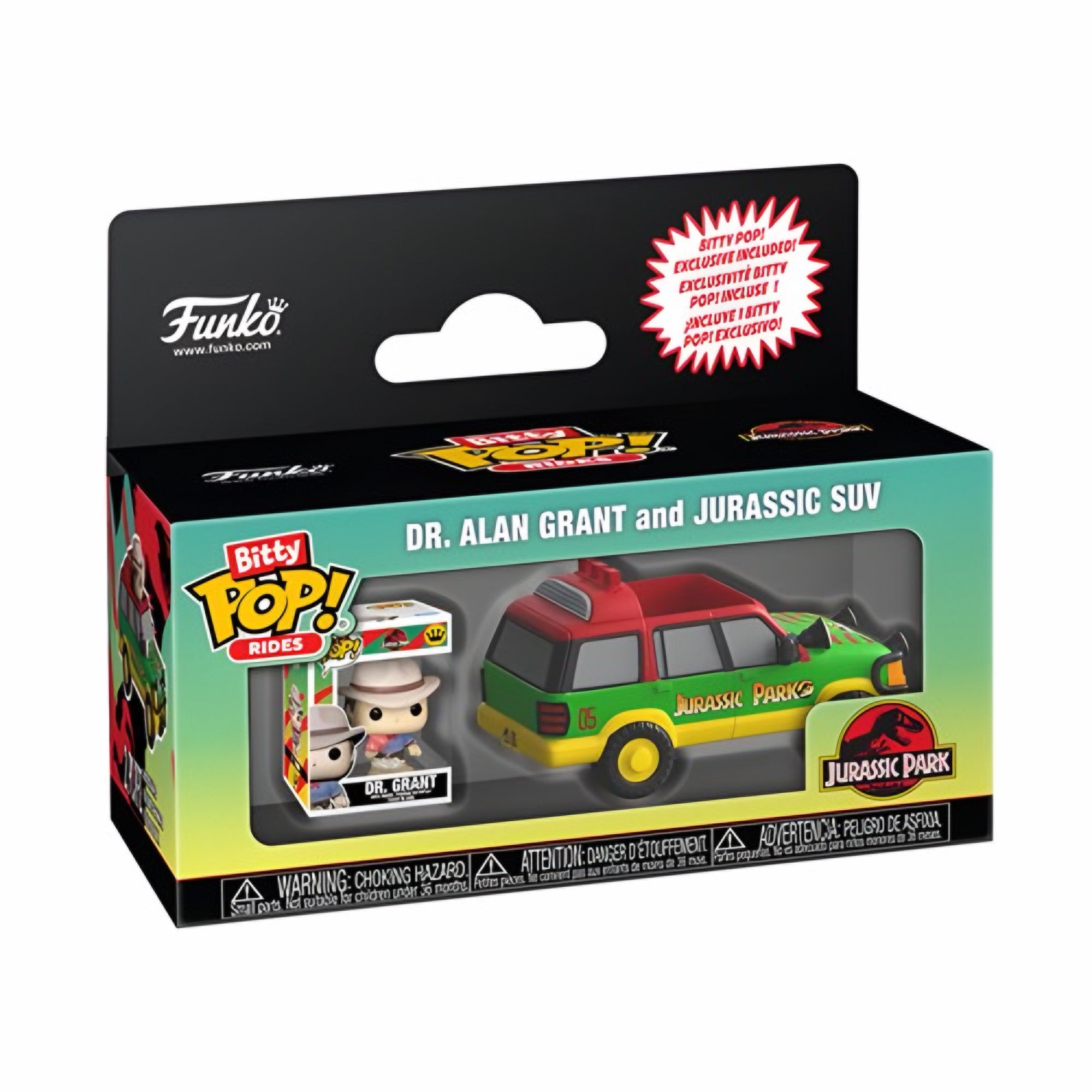 Set de Mini Figuras Funko Bitty Pop Rides Jurassic Park Dr Alan Grant and Jurassic SUV