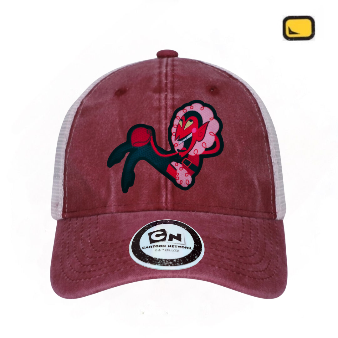 Gorra Cartoon Network Las Chicas Superpoderosas “Él” Roja/Blanca Tipo Trucker Deslavada