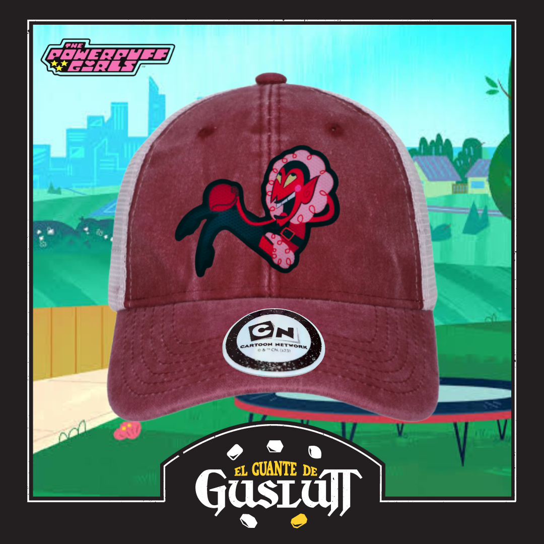 Gorra Cartoon Network Las Chicas Superpoderosas “Él” Roja/Blanca Tipo Trucker Deslavada