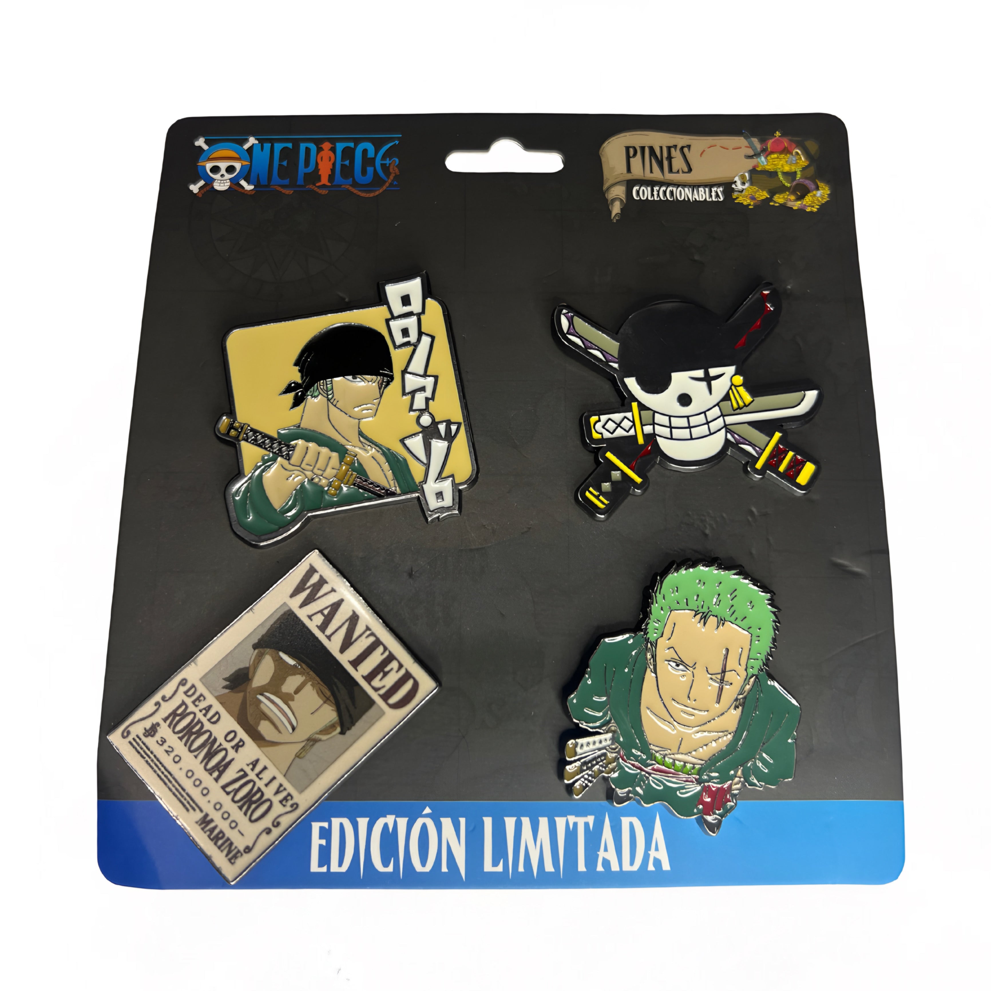 Set de Pines One Piece Roronoa Zoro Metálicos Edición Limitada
