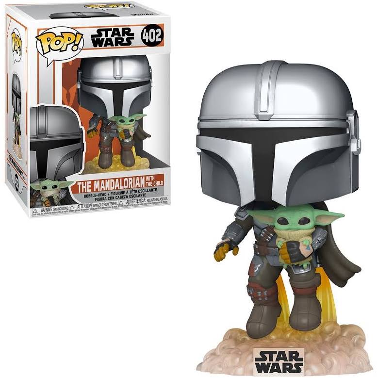 Figura Funko Pop Star Wars (The Mandalorian) Mando flying with The Child