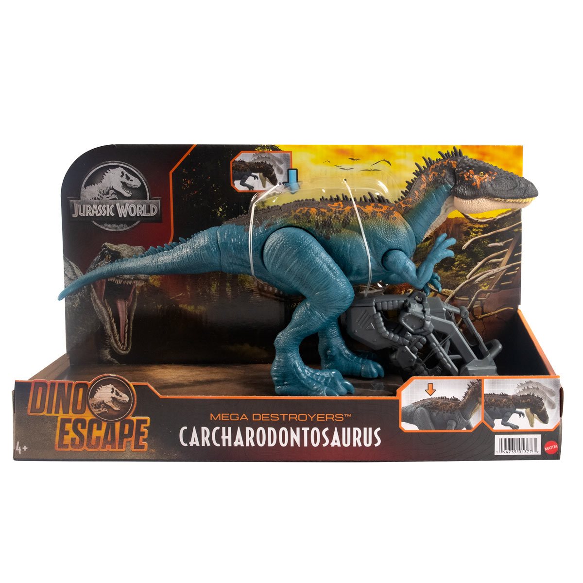 Figura Jurassic World Carcharodontosaurus con Acción de Batalla y Equipo de Captura