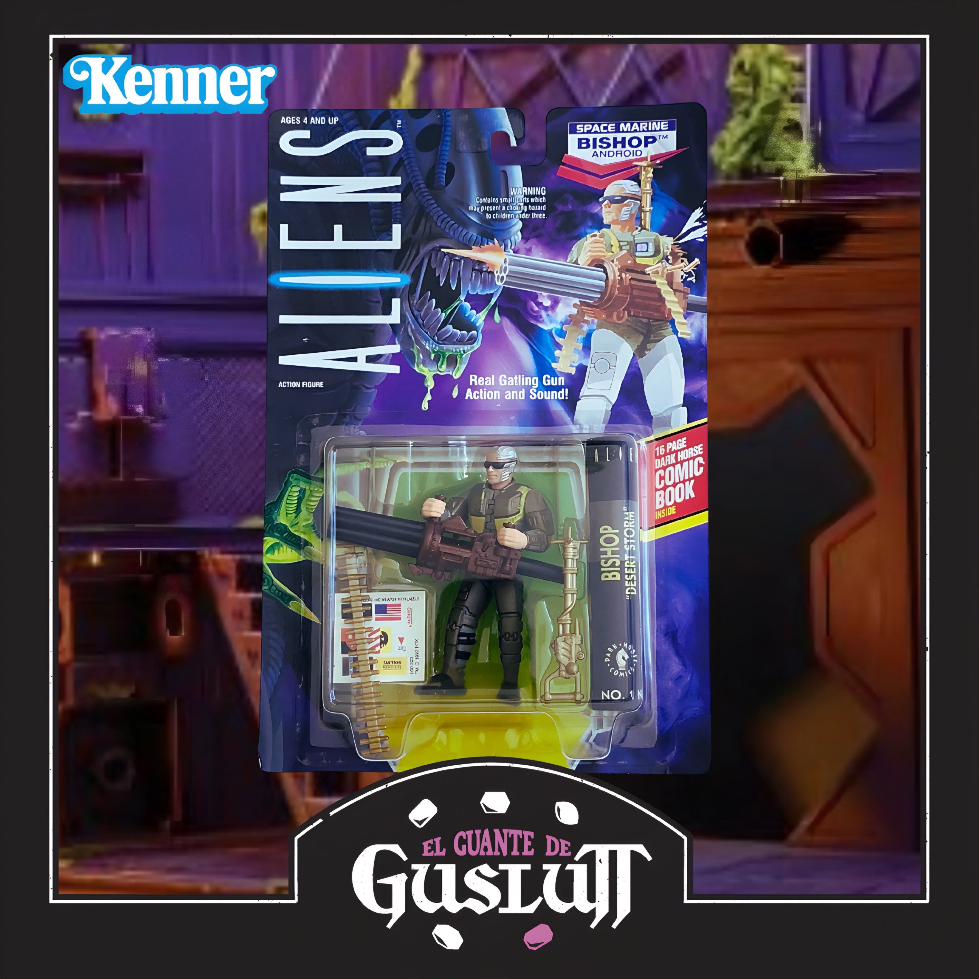 Figura Retro Kenner Aliens Space Marine Android Bishop con acción de ataque