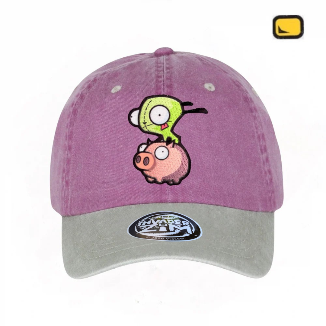 Gorra Nickelodeon Invasor Zim G.I.R. and Piggy Uva/Beige Tipo Deslavada