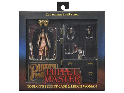 Figura NECA Puppet Master Leech Woman & Toulon's Puppet Case Versión Ultimate
