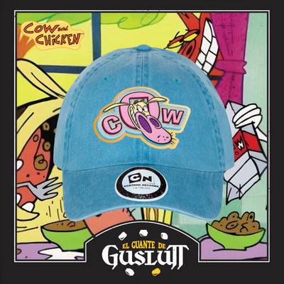 Gorra Cartoon Network La Vaca y el Pollito (Cow) Turquesa Tipo Deslavada