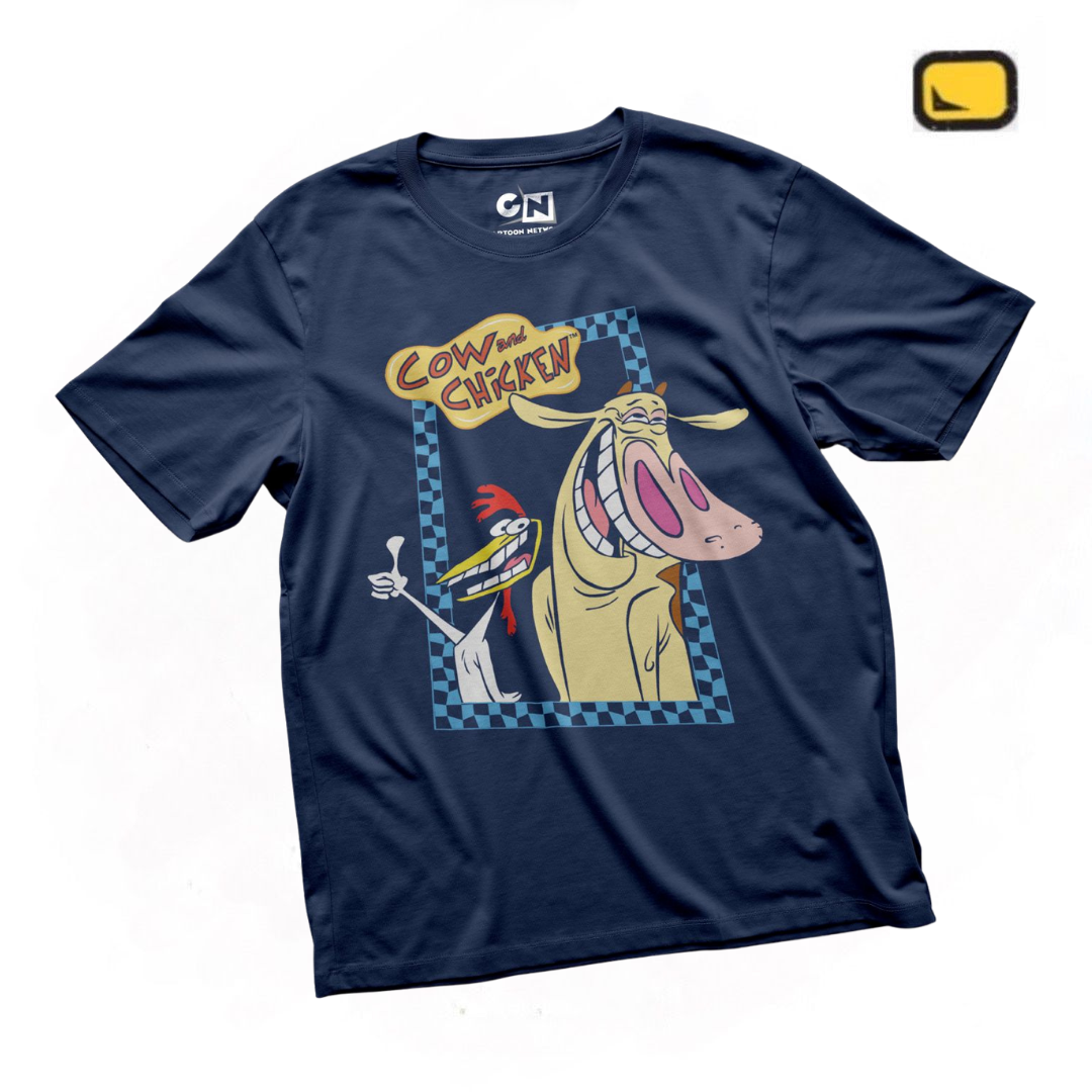 Playera Cartoon Network Cow and Chicken Azul Marino