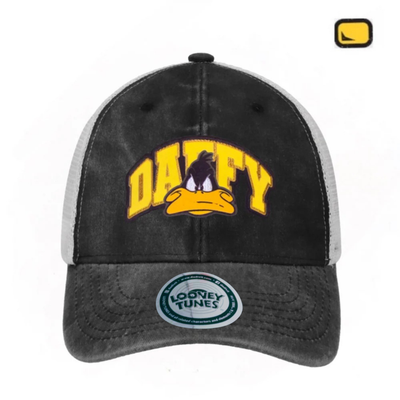 Gorra Looney Tunes Daffy Duck Gris/Blanca Tipo Trucker Deslavada