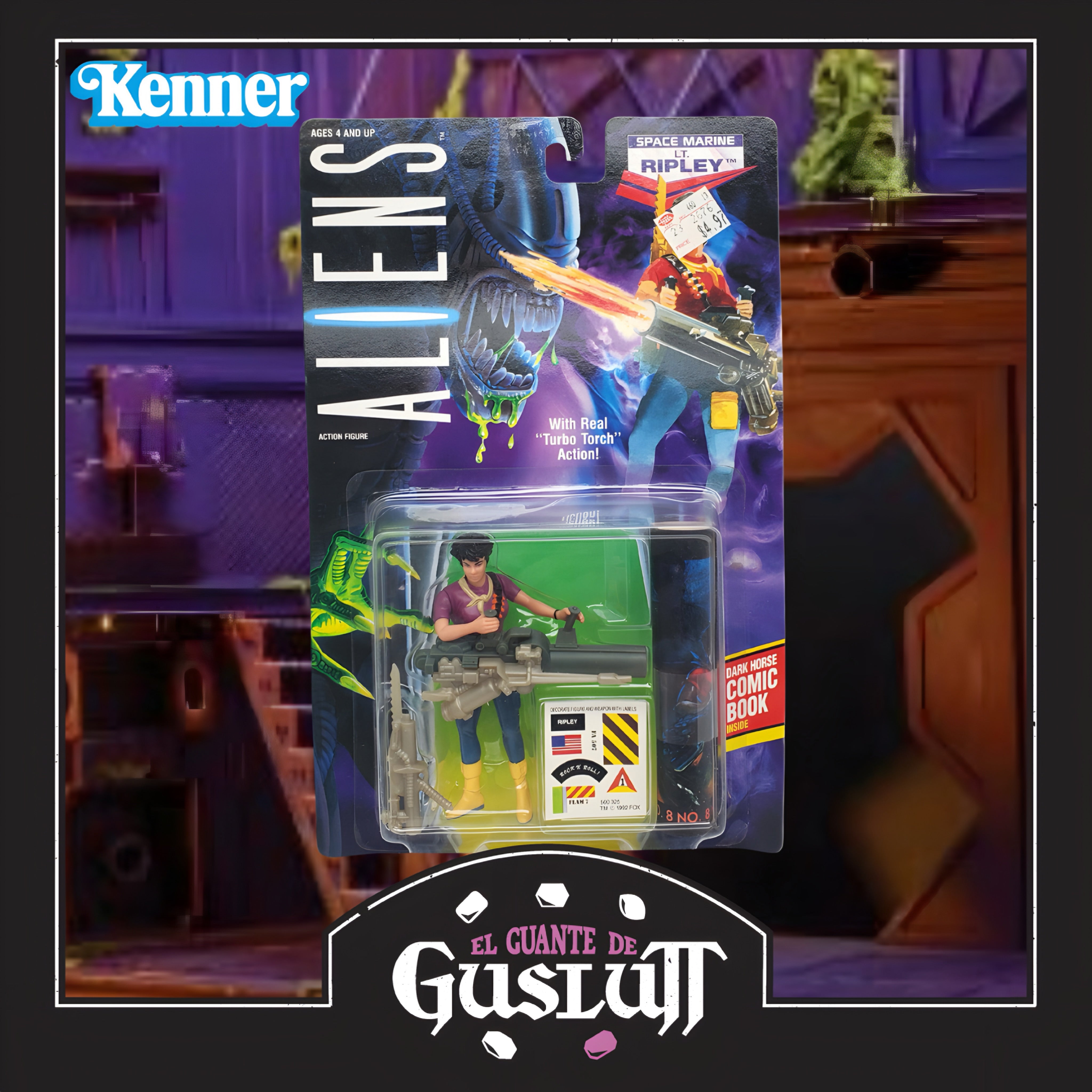 Figura Retro Kenner Aliens Space Marine Lt. Ripley con acción de ataque