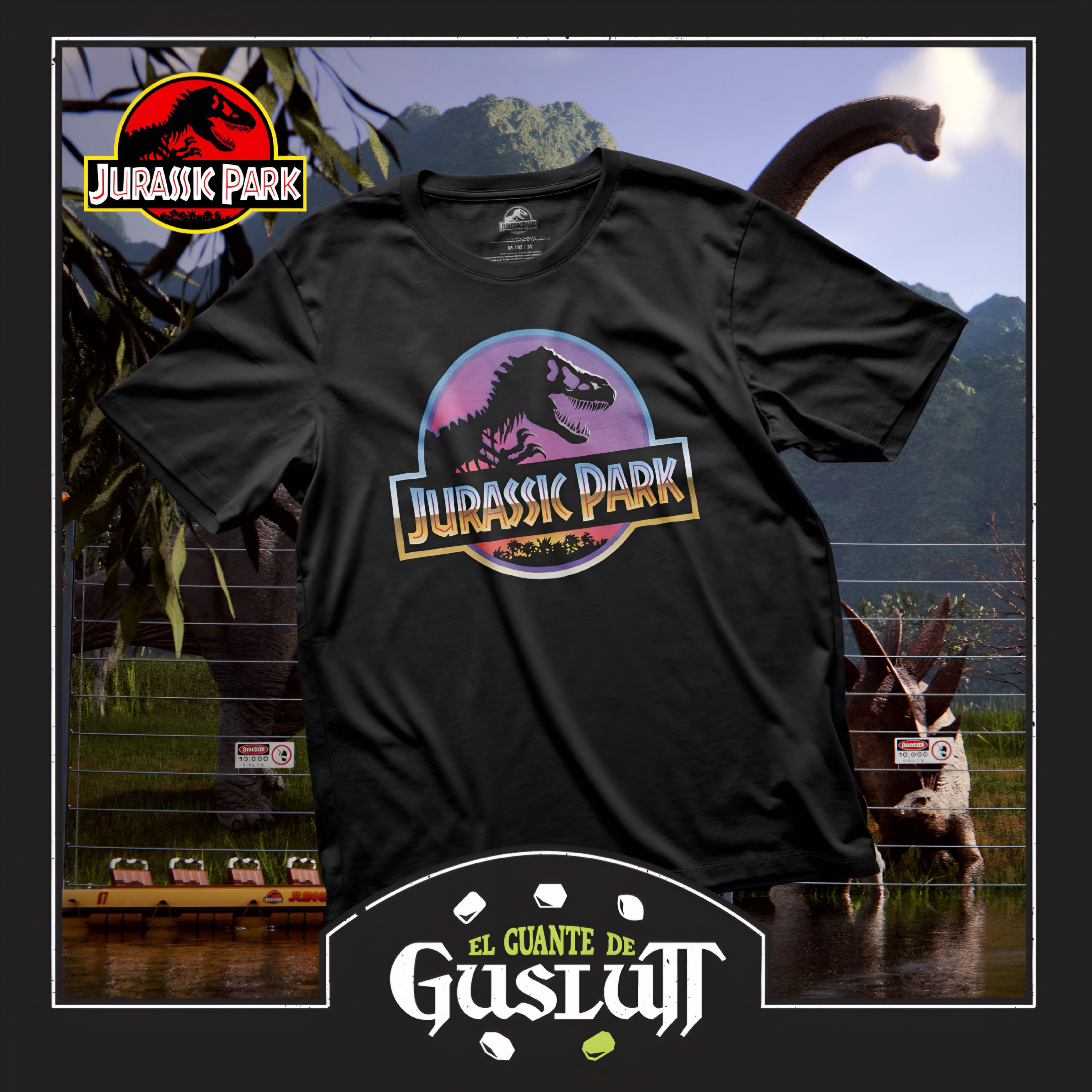 Playera Jurassic Park Logo Retro Negra