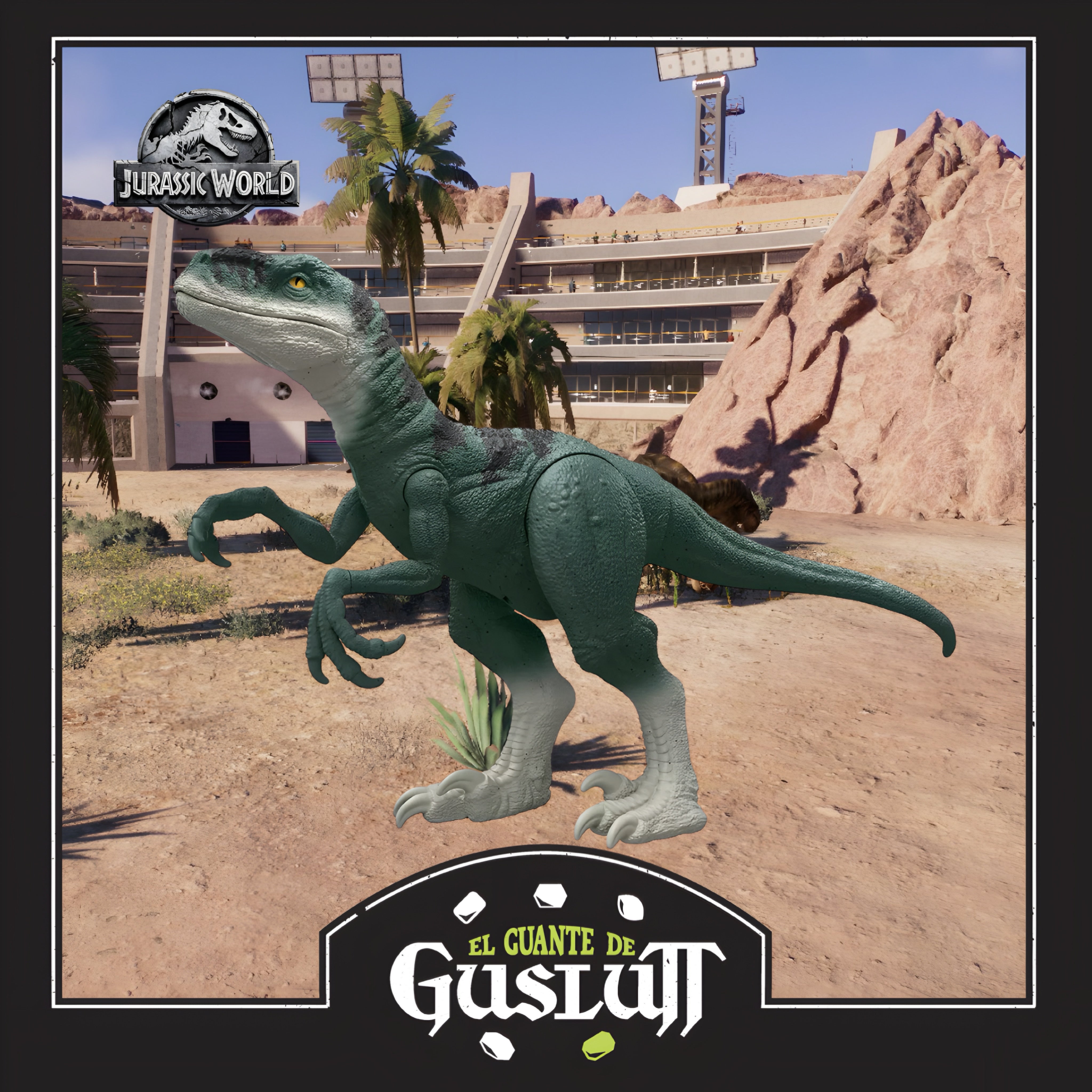Figura Súper Colosal Jurassic World Atrociraptor con Mini Figuras