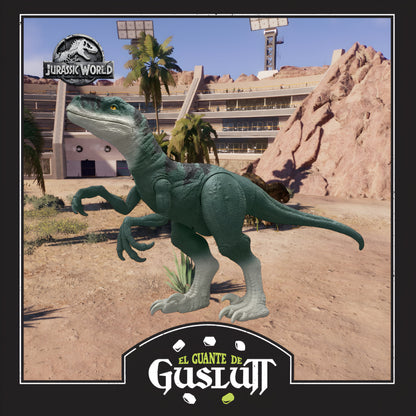 Figura Súper Colosal Jurassic World Atrociraptor con Mini Figuras