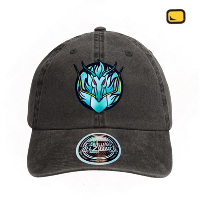 Gorra Los Caballeros del Zodiaco Dragón Shiryu Gris Tipo Deslavada