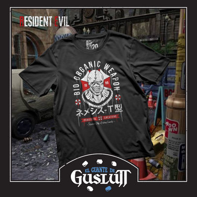 Playera Resident Evil 3 Nemesis B.O.W. Negra