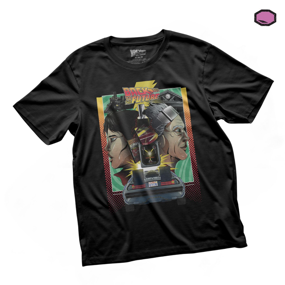 Playera Back to the Future Doc & Marty Negra
