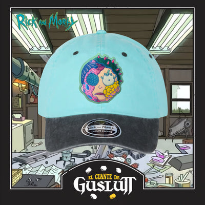 Gorra Rick and Morty Biopunk Morty Menta/Gris Tipo Deslavada