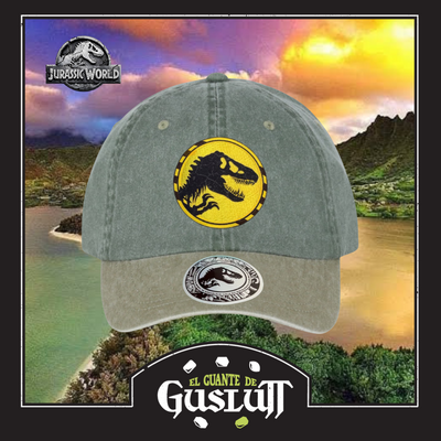 Gorra Jurassic World T-Rex Logo Verde/Beige Tipo Deslavada