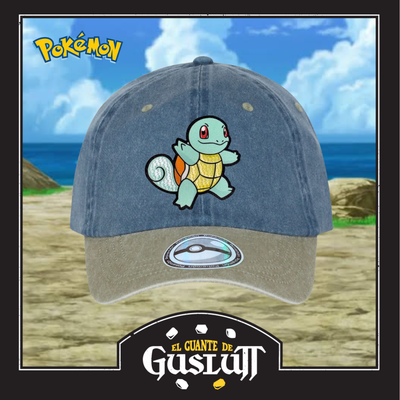 Gorra Pokémon Squirtle Azul/Beige Tipo Deslavada