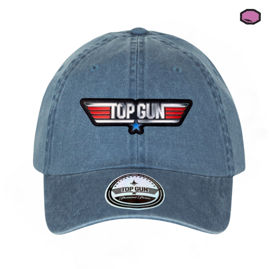 Gorra Top Gun Logo Clásico Azul Tipo Deslavada