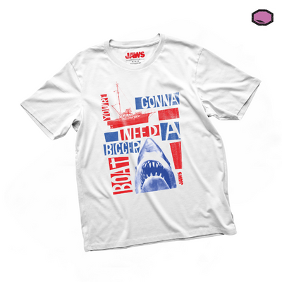 Playera Jaws Bigger Boat Blanca