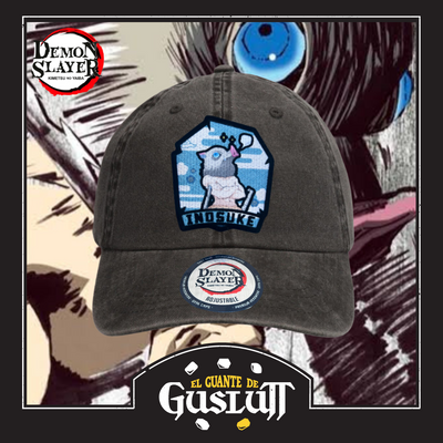 Gorra Demon Slayer: Kimetsu No Yaiba Inosuke Hashibira Gris Tipo Deslavada