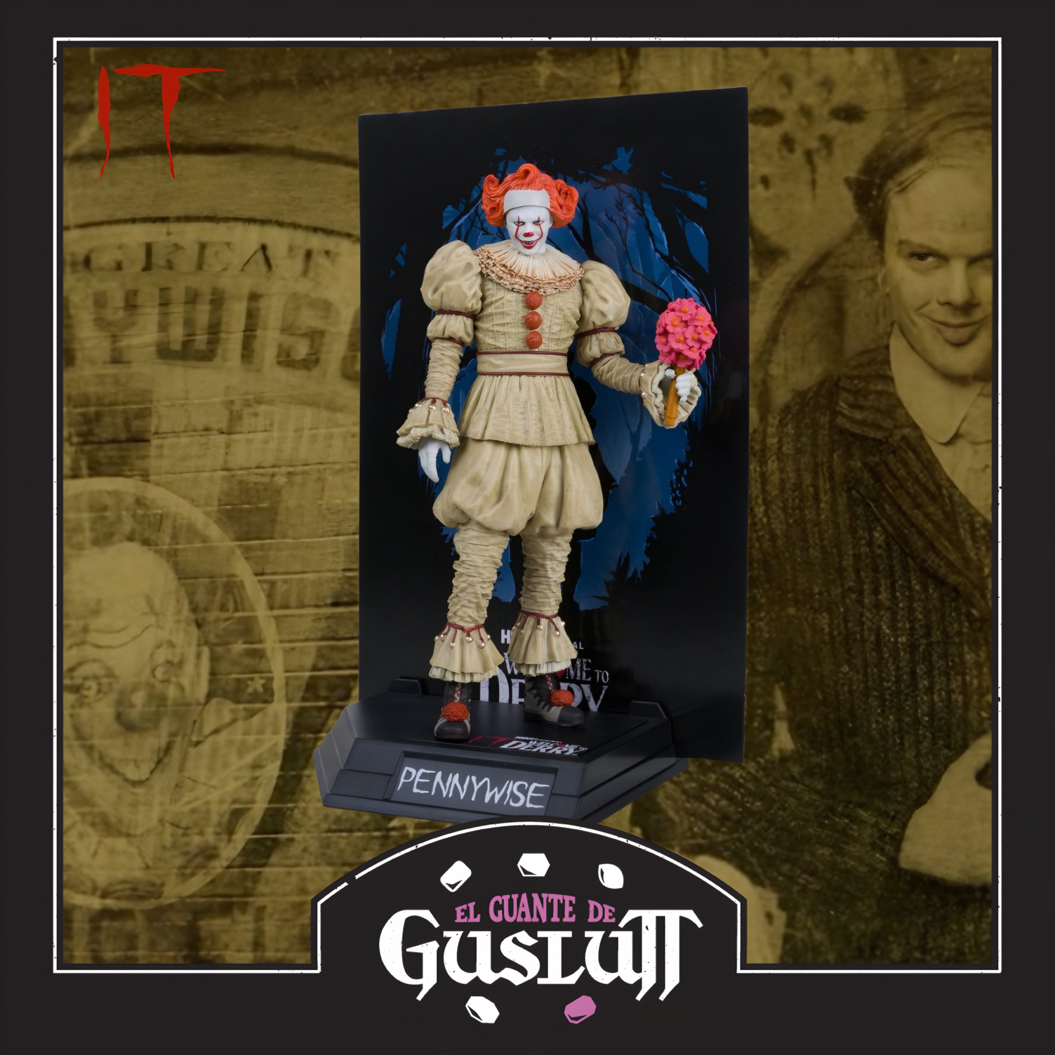 Figura Mcfarlane Toys Gold Label Movie Maniacs IT Welcome to Derry Bob Gray as Pennywise
