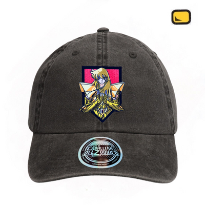 Gorra Los Caballeros del Zodiaco Shaka de Virgo Gris Tipo Deslavada