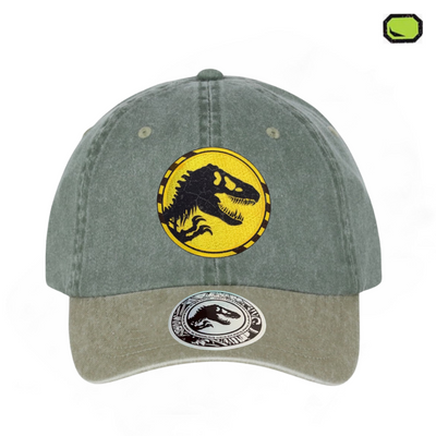 Gorra Jurassic World T-Rex Logo Verde/Beige Tipo Deslavada