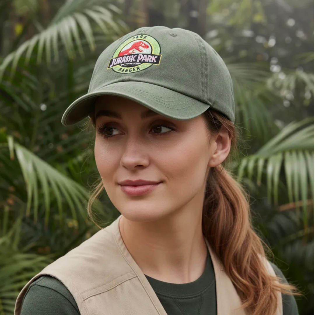 Gorra Jurassic Park Logo Ranger Verde Tipo Deslavada