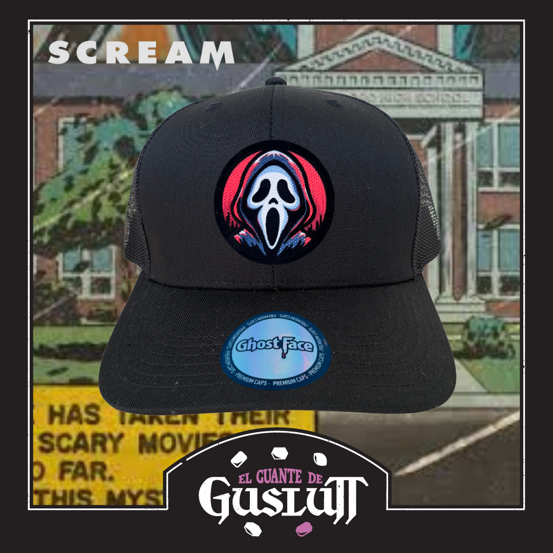 Gorra Scream Chibi Ghostface Negra Tipo Trucker Premium