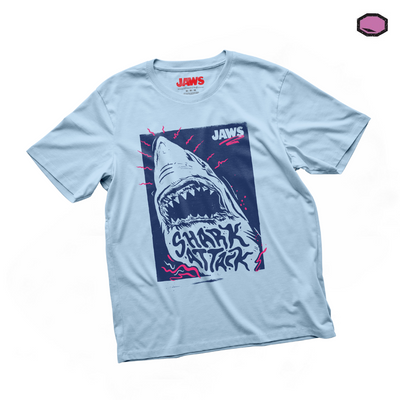 Playera Jaws Shark Attack Azul Claro
