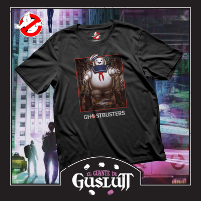 Playera Ghostbusters Mr. Stay Puft Póster Negra
