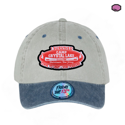 Gorra Friday the 13th Camp Crystal Lake Beige/Azul Tipo Deslavada