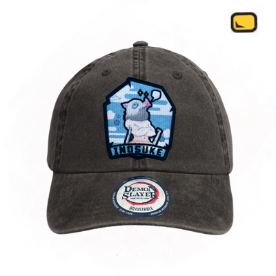 Gorra Demon Slayer: Kimetsu No Yaiba Inosuke Hashibira Gris Tipo Deslavada