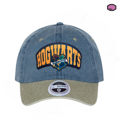 Gorra Harry Potter Hogwarts “Draco Dormiens Nunquam Titillandus” Azul/Beige Tipo Deslavada