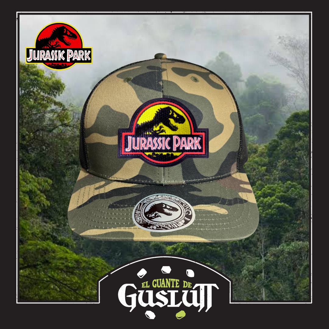 Gorra Jurassic Park “Yellow Classic Logo” Camo Premium Trucker