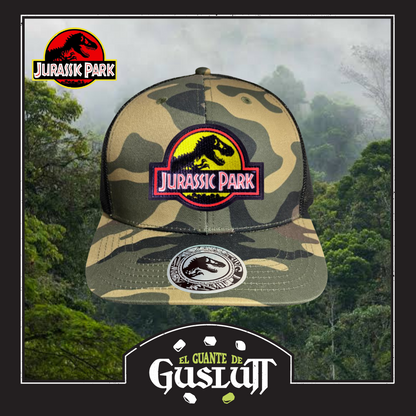 Gorra Jurassic Park “Yellow Classic Logo” Camo Premium Trucker